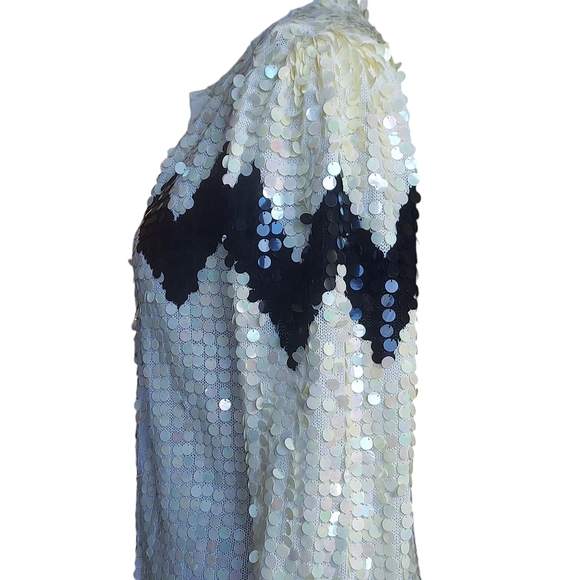 Vintage JoAnn Bryant Black White Sequined Cardigan Sweater 1960s - Picture 14 of 16